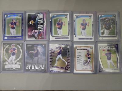 JJ McCarthy Lot of 10 - Base, Inserts, Blue Hyper & Clearly - Rookie QB HOT!