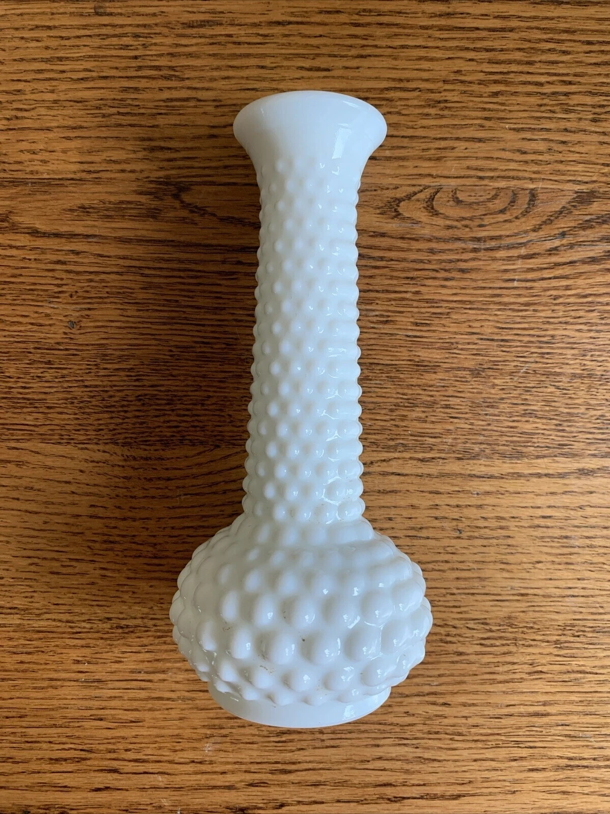 Mid Century Mod E.O. BRODY 7-1/2" HOBNAIL White Milk Glass Vase; Excellent