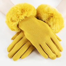 Faux Fur Cuff Gloves TS - GOLD