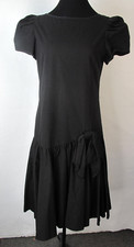 Manca ? womens Black dress Cotton Size 44 Front Bow (K)