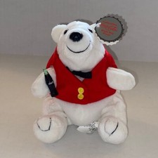 1997 Coca Cola Polar Bear 6" Plush Red Vest Black Bow Tie Bean Bag Stuffed