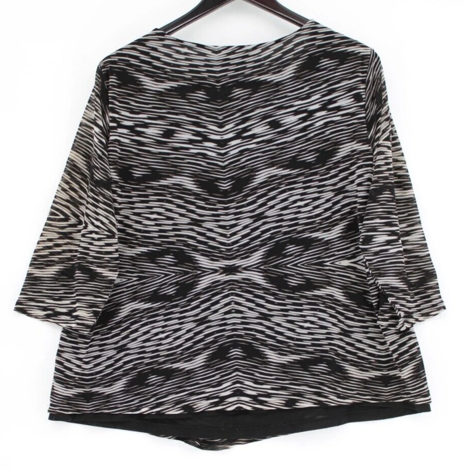 Top Jennifer Lopez para mujer talla 2X negro blanco manga 3/4 100 % poliéster Foto 3 de 4