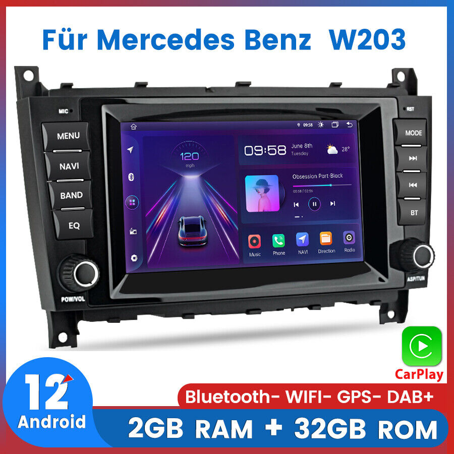 Carplay Autoradio 232GB GPS SWC NAVI Für Mercedes C-Klasse W203 CL203 CLK C209