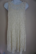 Free People White Cream Floral Lace Dress Sleeveless Size M