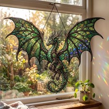 Dragón del Bosque Atrapasol Estilo Acrílico, Dragón del Bosque Ventana Colgante Decoración