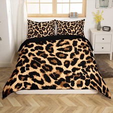 Leopard Print Duvet Cover Set Twin Size Safari Cheetah Print Comforter Cover Set