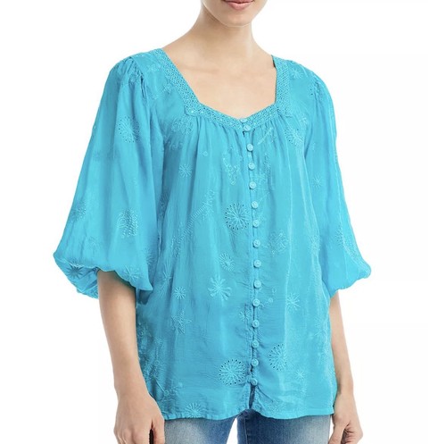 Johnny Was Celestin Eris Embroidered Blouse Size Xs