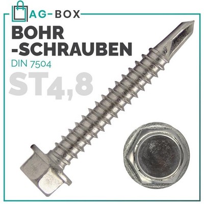 Bohrschrauben M4,8 Sechskant Blechschraube DIN 7504 K Edelstahl A2 Sechskantkopf
