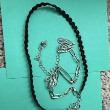 Lot of 2 Metal Necklaces: Black Cord & Silver...