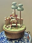 Vintage Thorens Wooden Music Box Girl Cat Birds Trees Plays Born Free — photo 6