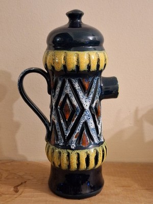 Skurrile italienische Fat Lava MCM 50er Jahre dekorative Vintage glasierte Keramik Kaffeekanne