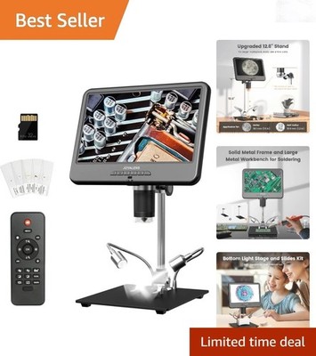 Digital Microscope 10.1 inch LCD, 1080P Video, Coin Soldering Electronics, 8 ...