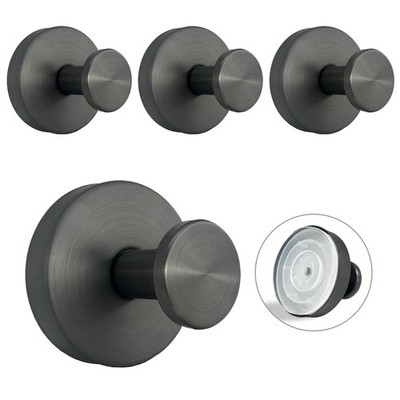 Welsa Suction Cup Hooks for Shower - 4 Pack, Gray - Stainless Steel, Strong Suct
