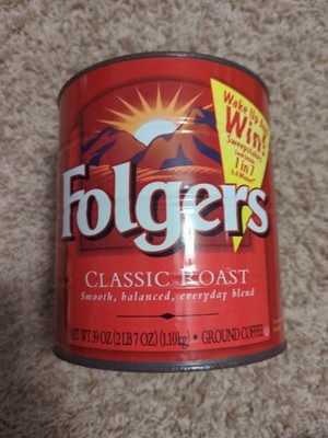 Vintage Folgers Classic Roast Coffee Steel Tin Can Large 150 Year Anniversary!