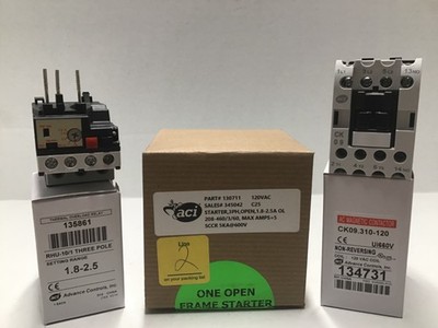 Motor Starter with overload protection, 120 V coil. Advance controls, Inc. 