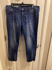 Gap 1969 Jeans 32 R Girlfriend Blue Stretch Denim Skinny Leg 14 32R