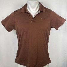 BURBERRY Nova Check Trim Button Up Casual Brown Golf Polo Shirt Men's MEDIUM