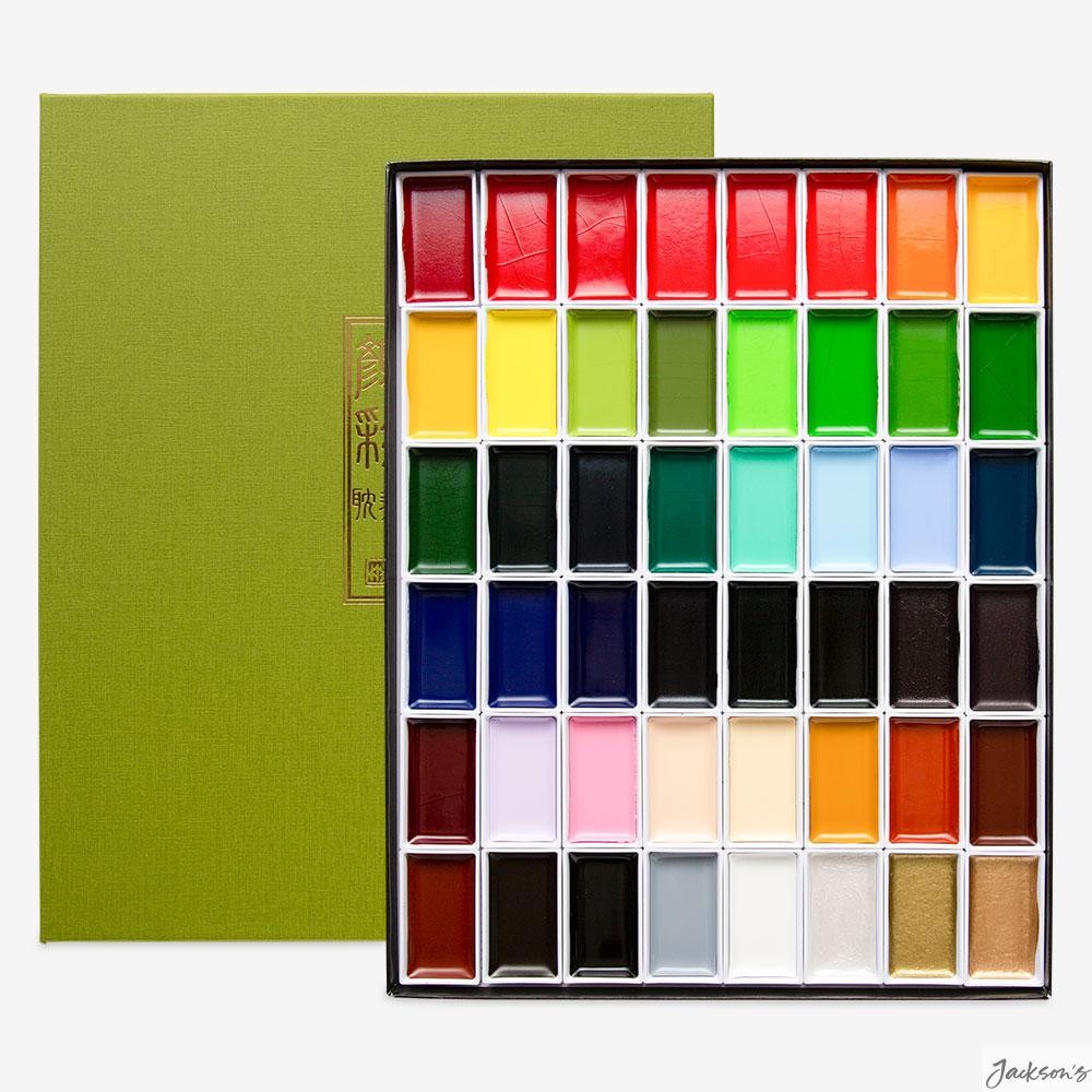 Kuretake Gansai Tambi Watercolour Paint Set 48 Large Pans For Illustration
