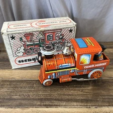 Vintage Csengos Mozdony Tin Toy Battery Operated Train Hungarian NMIB WORKS!