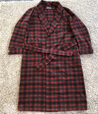 Vintage Pendleton Robe Mens Medium Red Plaid 100 Virgin Wool Belted Pockets EUC