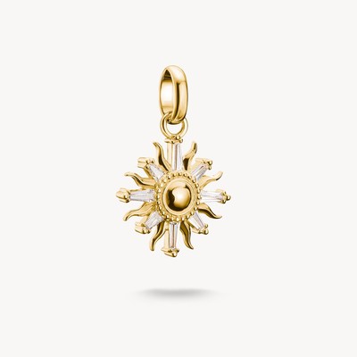 THOMAS SABO Charm Anhänger Sonne 925 Silber vergoldet weiße Steine CC1246-414-14