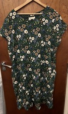 Seasalt River Cove Green Floral Knee Length linen blend Dress Size 26-28 BNWT