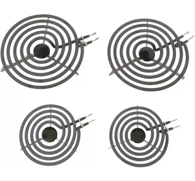MP22 YA Electric Range Burner Element Unit Set  Of 4  2X6 & 2 X 8 Black/Silver