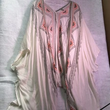 Cejon Beach Swim Cover Up Kimono Gauzy Crinkle Vacation Wrap Casual Woman One/Sz