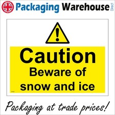 SIGN Caution Beware Of Snow And Ice Winter Freeze Slip Fall Slide Snowman WT200P