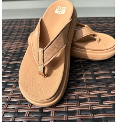 Reef Cushion Bondi Platform Flip Flops Womens 10 Tan Cloud Sandals CI6644