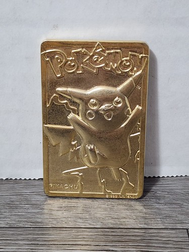23K Gold Plated 1999 Burger King Pokemon PIKACHU Trading Card Bar