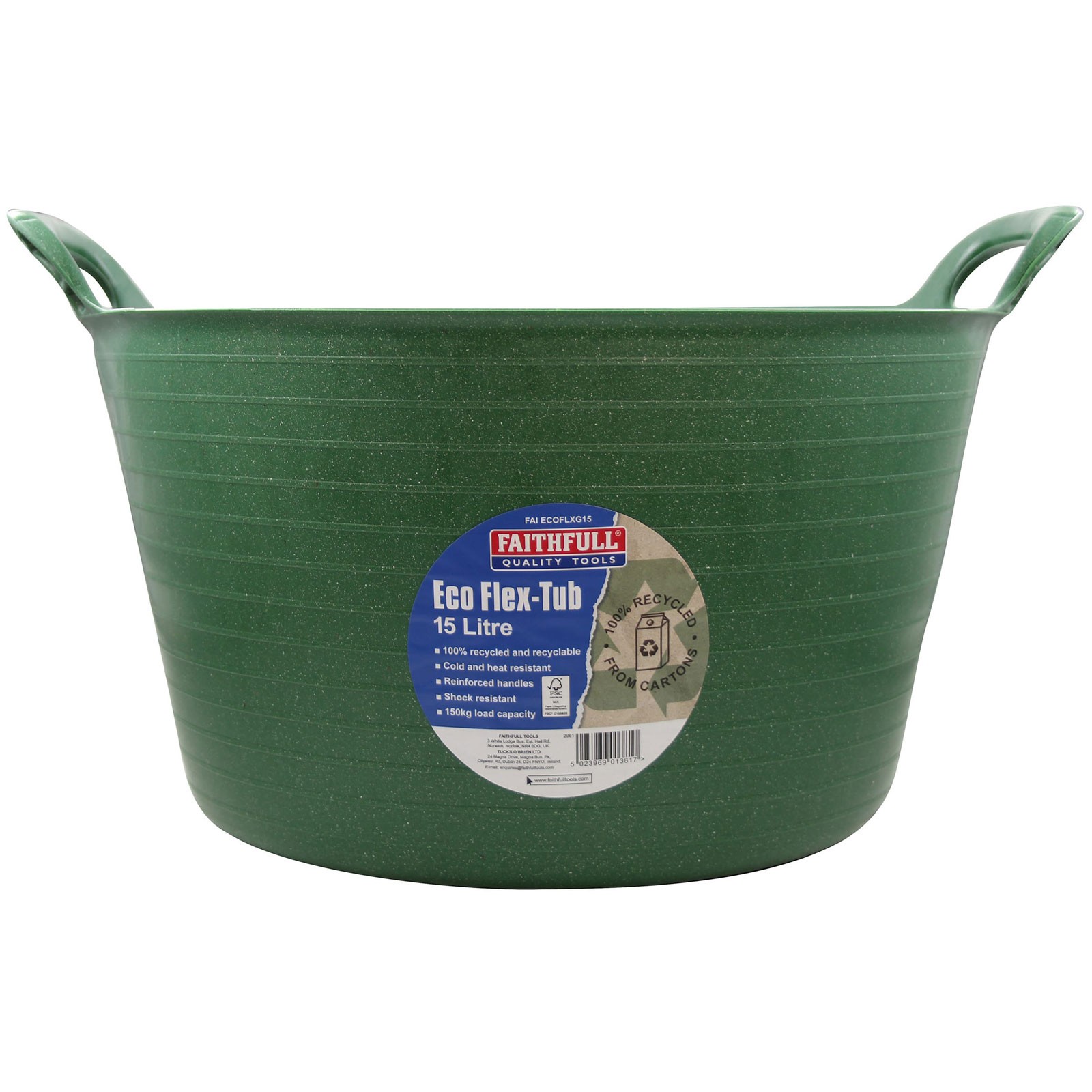 Faithfull Eco Flex Tub 15 litre - Recycled Green