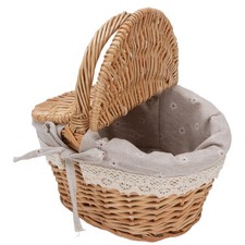 ABasket Double Lids Wicker Picnic Basket For Outdoor