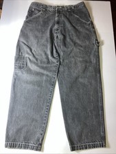 KARL KANI Baggy Jeans Men 37x32 Charcoal Gray 100 Cotton Y2K Grunge