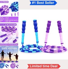 Jump Rope Kids 2 Pack 106 Inch Adjustable Beaded Skipping Rope Tangle-Free