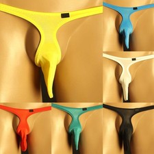Fashionable Men's Low Waist Silky Pouch G string Briefs Underwear Thong