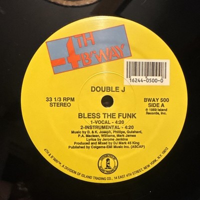 Double J   Bless The Funk 12  1989 4th B Way BWAY 500 Hip Hop Funk VG+