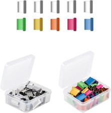 Office Supplies - 100pcs Reusable Metal Paper Clips, Portable Dispenser 50 Colo