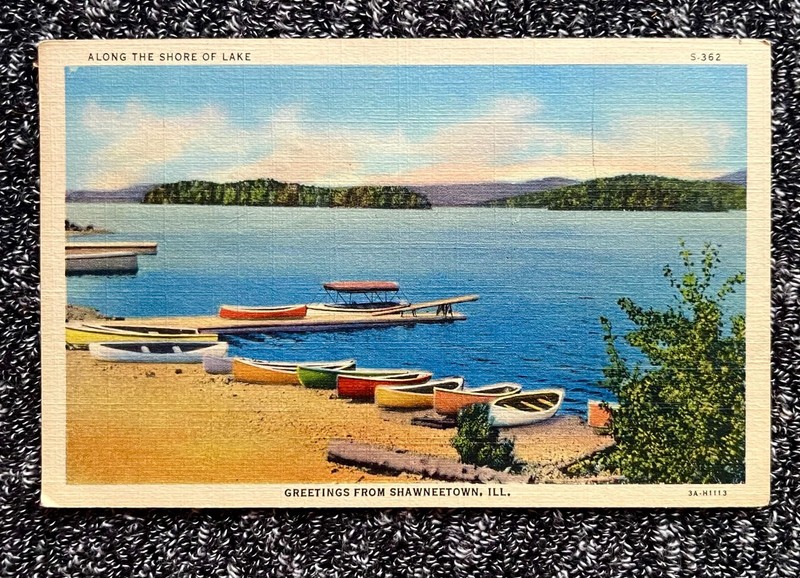 GREETINGS FROM SHAWNEETOWN ILL 1940 Postmark WASHINGTON 1 cent stamp POSTCARD