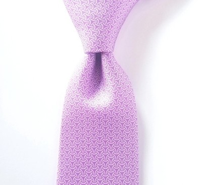 Tom James Rich Lavender & White Print 100% Silk Tie 3 1/8'' x 69''