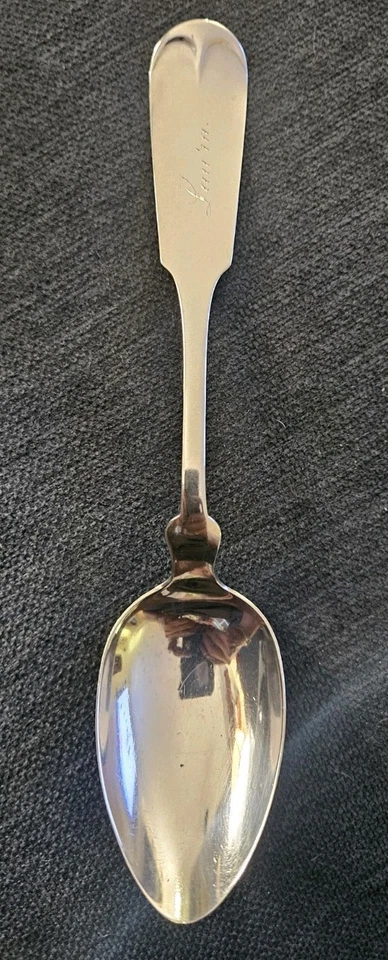 Sterling-J.M. Bonnet: Zanesville c.1860, 8-6"tea, 1-8"table, 1-6.25"sugar spoons - Image 3 of 4