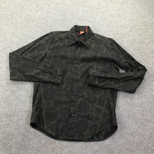Hugo Boss Shirt Mens Medium Black Gray Long Sleeve Button Down Circle Print