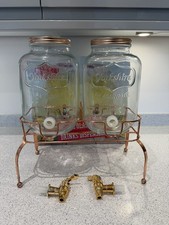 The Vintage Company Double Glass Drinks Dispenser & Stand 4 Litres Air Tight Lid