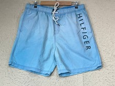 Vtg Tommy Hilfiger Traveler Swim Beach Faded Blue Trunks Shorts Mesh Lined XL
