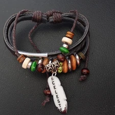 Celeste Personalized Boho Bracelet Sparkle Leather Stacked Hippie Indie Name