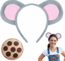 Mouse Ears Headband with Cookie Clip for Women Cute Animal Cosplay Costume Acces