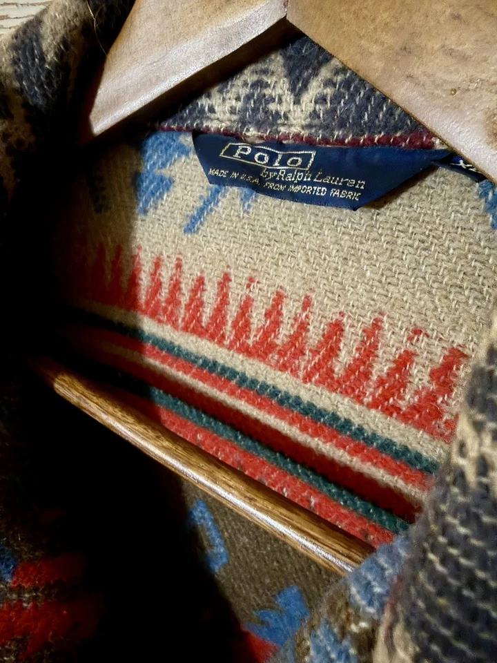 RARE Vintage Polo Ralph Lauren Navajo Aztec Wool Jacket Chore Coat XL - Image 2 of 4