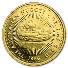 1986 Australia 1/2 oz Proof Gold Nugget 4810.36 per troy oz