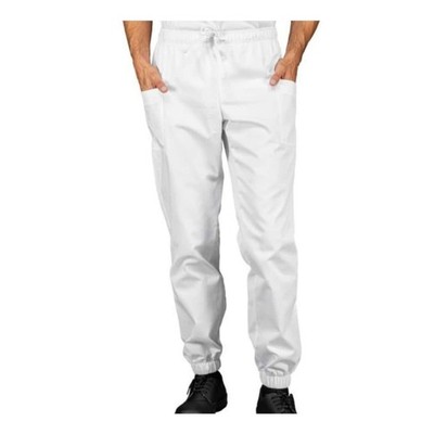 Medizinische Kochhose Unisex Ibiza weiß mit Gummizug - ISACCO - Krankenschwester
