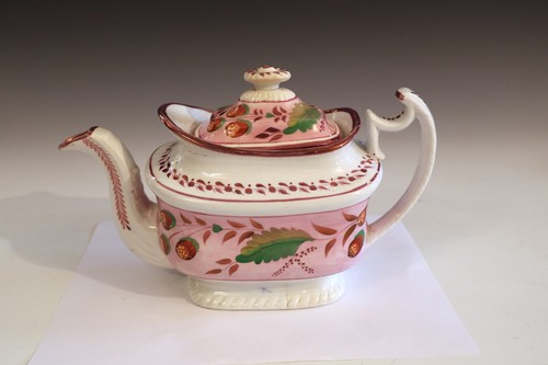 Ancienne théière anglaise en faïence lustre rose Gumnuts pour Australie début 19ème - Photo 3/13